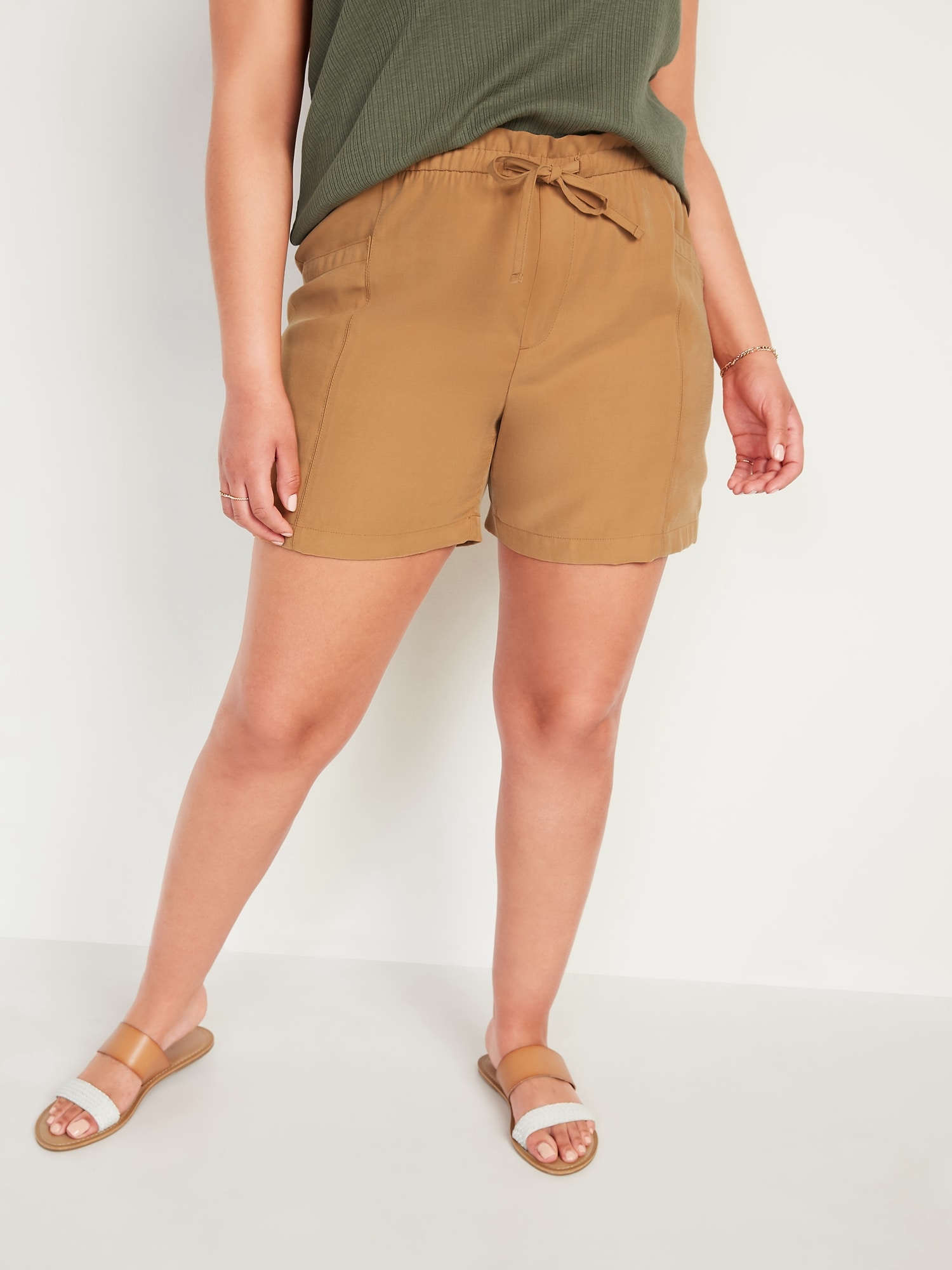 High-Waisted Soft-Twill Utility Shorts for Women -- 5-inch inseam