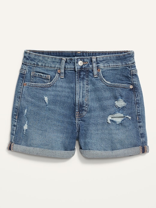Image number 4 showing, High-Waisted O.G. Straight Ripped Jean Shorts for Women -- 3-inch inseam