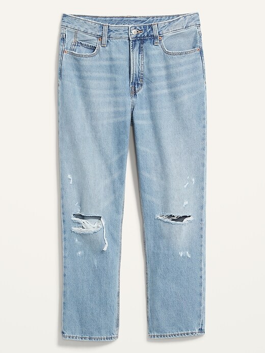 Image number 4 showing, High-Waisted Slouchy Straight Cropped Ripped Jeans
