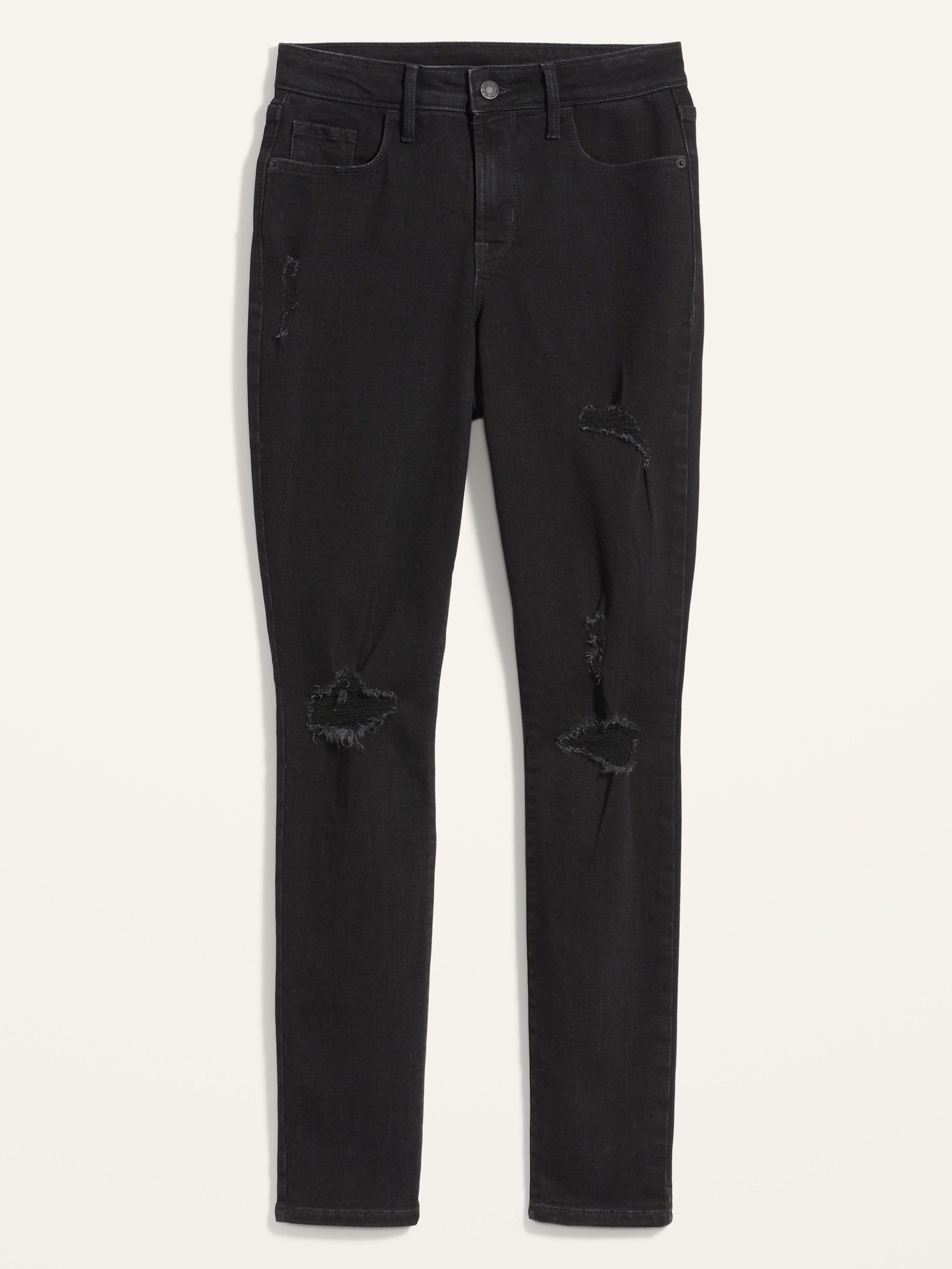 High-Waisted Pop Icon Black Ripped Skinny Jeans for Women