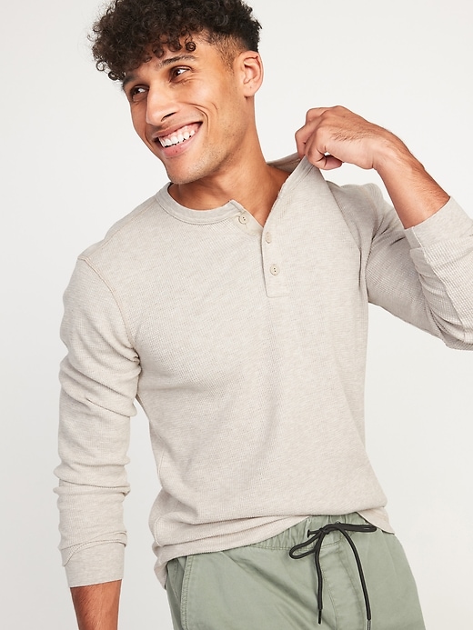 Image number 1 showing, Thermal-Knit Long-Sleeve Henley T-Shirt