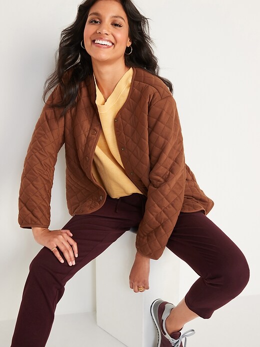 Image number 3 showing, High-Waisted Brushed-Twill Ankle Pants for Women