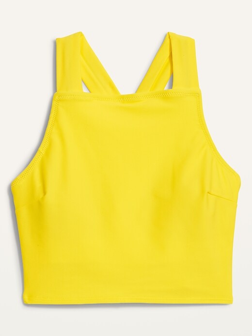 View large product image 2 of 2. High-Neck Long-Line Apron-Strap Swim Top