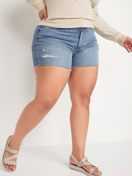 Image number 7 showing, High-Waisted O.G. Straight Ripped Cut-Off Jean Shorts for Women -- 3-inch inseam