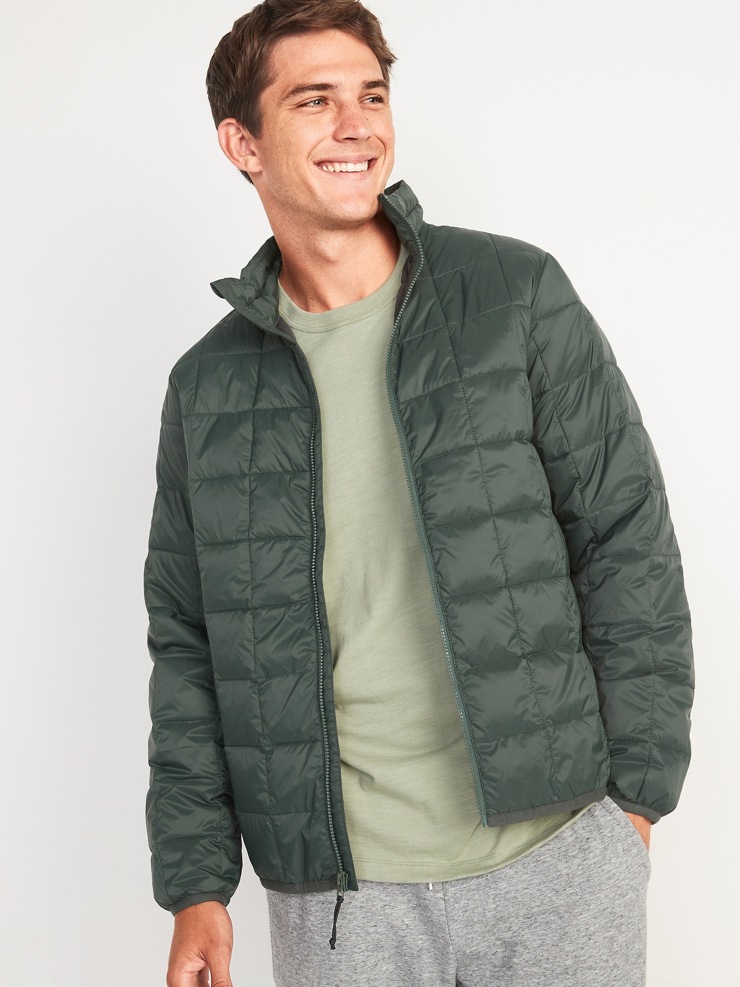 Water-Resistant Grid-Quilted Zip Puffer Jacket for Men | Old Navy