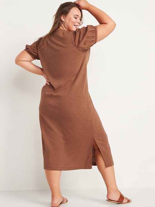 Image number 8 showing, Puff-Sleeve Midi T-Shirt Shift Dress for Women