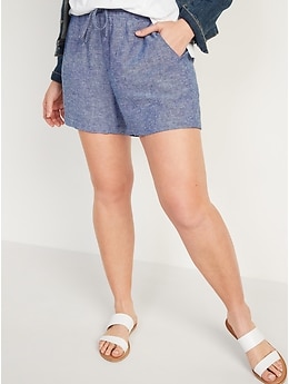Linum Bienne Linen Shorts for Women, hightwaisted Shorts.%100