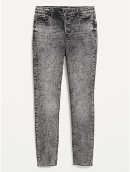 High-Waisted Button-Fly Rockstar Super Skinny Ankle Jeans For