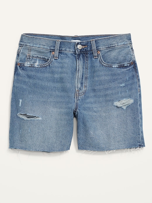 Image number 4 showing, High-Waisted Slouchy Straight Cutoff Jean Shorts for Women -- 5-inch inseam