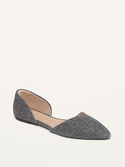 Image number 1 showing, Soft-Brushed Felt D'Orsay Flat Shoes