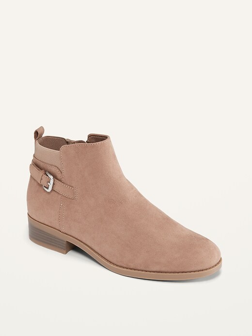 Image number 1 showing, Faux-Suede Side-Buckle Booties