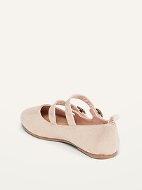 Faux-Suede Double-Strap Sparkle Flats for Toddler Girls