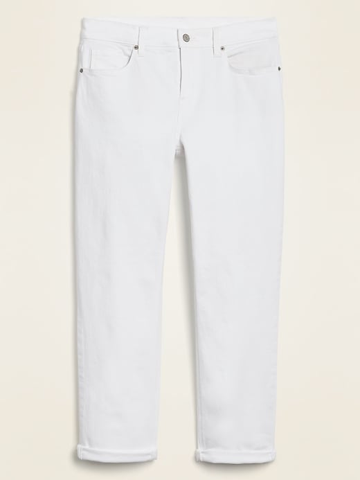 Image number 4 showing, Mid-Rise Boyfriend Straight White Jeans for Women