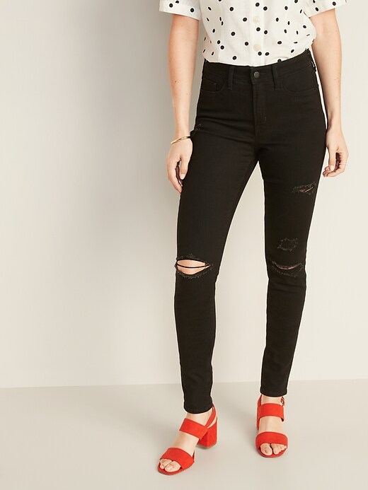 Image number 4 showing, High-Waisted Distressed Pop Icon Skinny Jeans For Women
