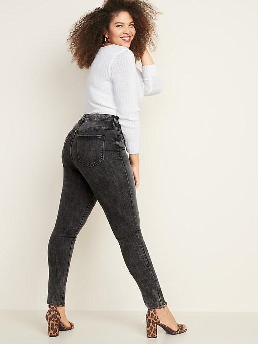 Image number 2 showing, High-Waisted Button-Fly Rockstar Super Skinny Ankle Jeans For Women