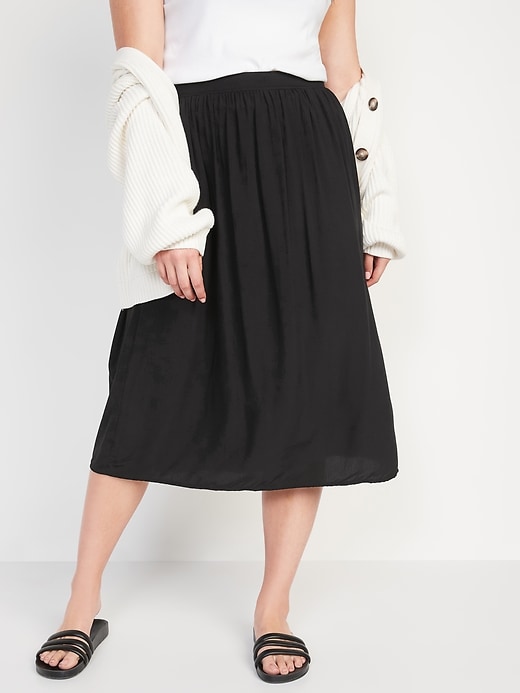 Image number 1 showing, High-Waisted Midi Swing Skirt