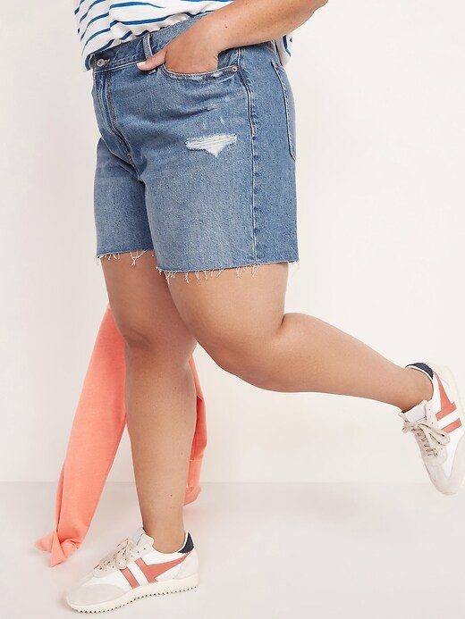 Image number 7 showing, High-Waisted Slouchy Straight Cutoff Jean Shorts for Women -- 5-inch inseam