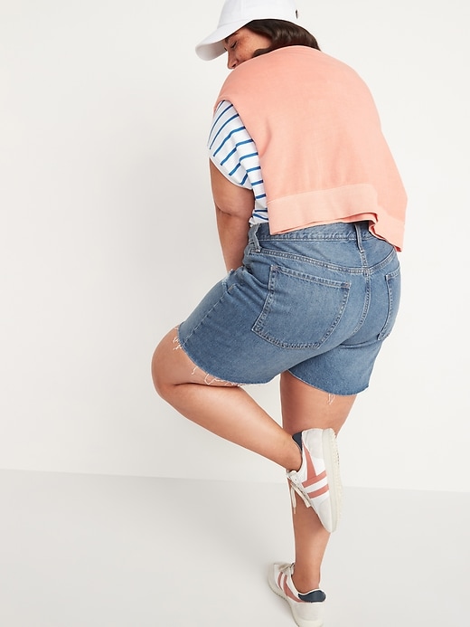 Image number 8 showing, High-Waisted Slouchy Straight Cutoff Jean Shorts for Women -- 5-inch inseam