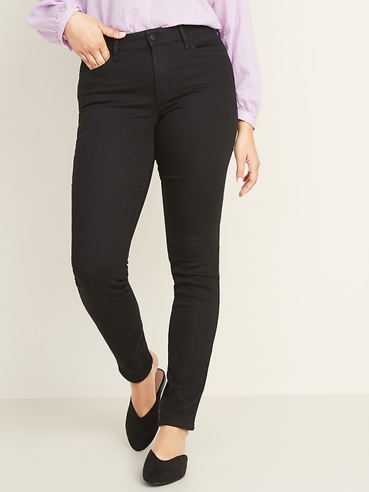 Image number 1 showing, Mid-Rise Pop Icon Skinny Black Jeans for Women