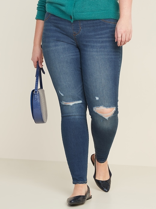 Image number 1 showing, Mid-Rise Distressed Rockstar Jeggings for Women