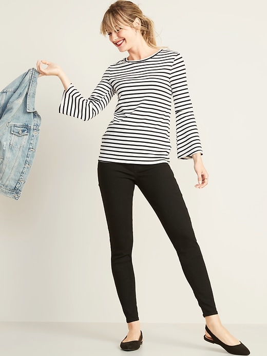 Image number 3 showing, Mid-Rise Black Wow Super Skinny Pull-On Jeggings for Women