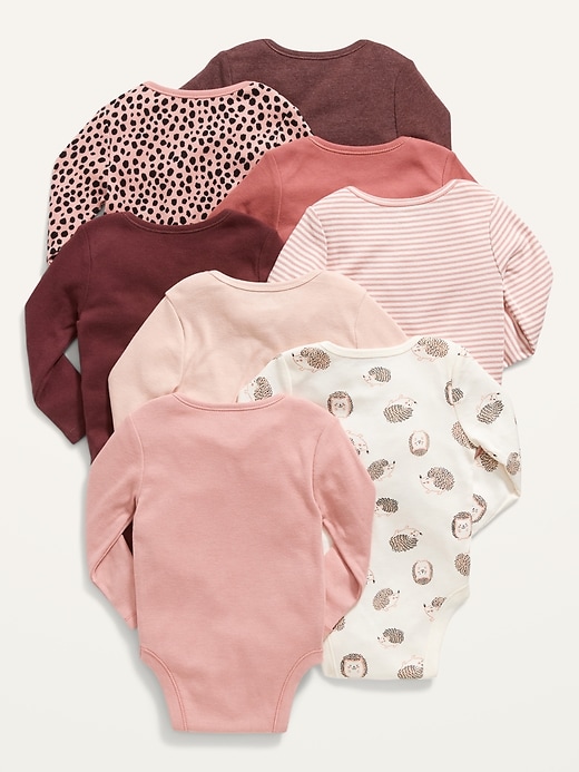 View large product image 2 of 2. Unisex 8-Pack Long-Sleeve Bodysuit for Baby