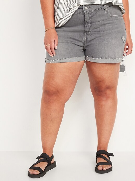 Image number 7 showing, High-Waisted O.G. Gray Cut-Off Jean Shorts for Women -- 3-inch inseam