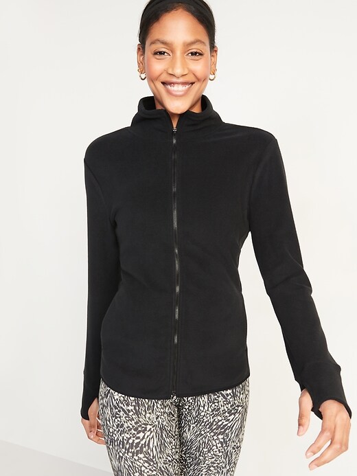 Image number 5 showing, Microfleece Mock-Neck Zip-Front Jacket for Women