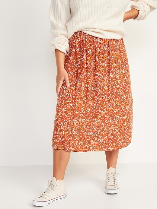 【PORTERNA】Anne Flower Mid-Length Skirt XiRENA Roxane Skirt - Fuchsia Melon | MOTHER DENIM