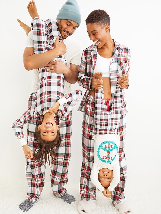 View large product image 2 of 2. Gender-Neutral Matching Plaid Flannel Pajama Set For Kids