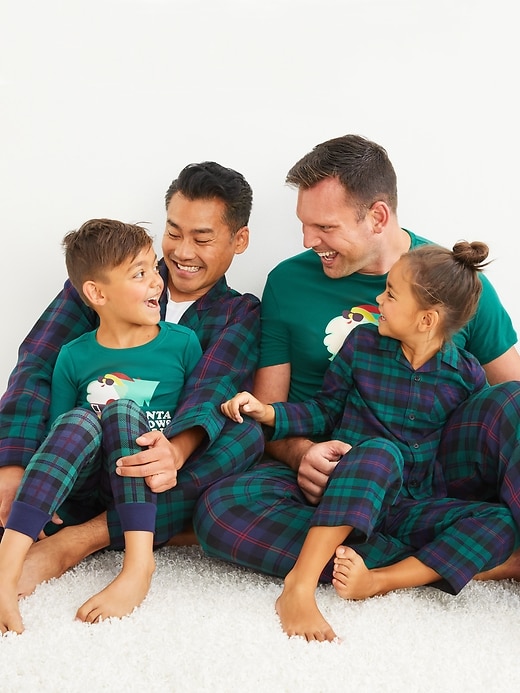 View large product image 2 of 2. Gender-Neutral Holiday Matching Graphic Snug-Fit Pajama Set For Kids
