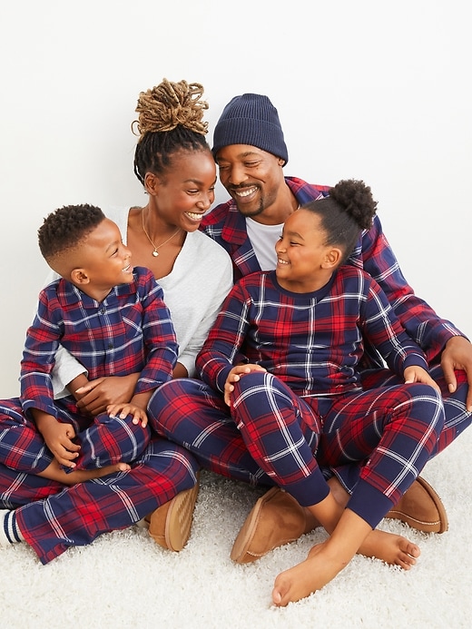 View large product image 2 of 2. Gender-Neutral Matching Plaid Flannel Pajama Set For Kids