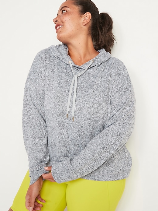 Image number 7 showing, Loose Cropped Sweater-Knit Hoodie