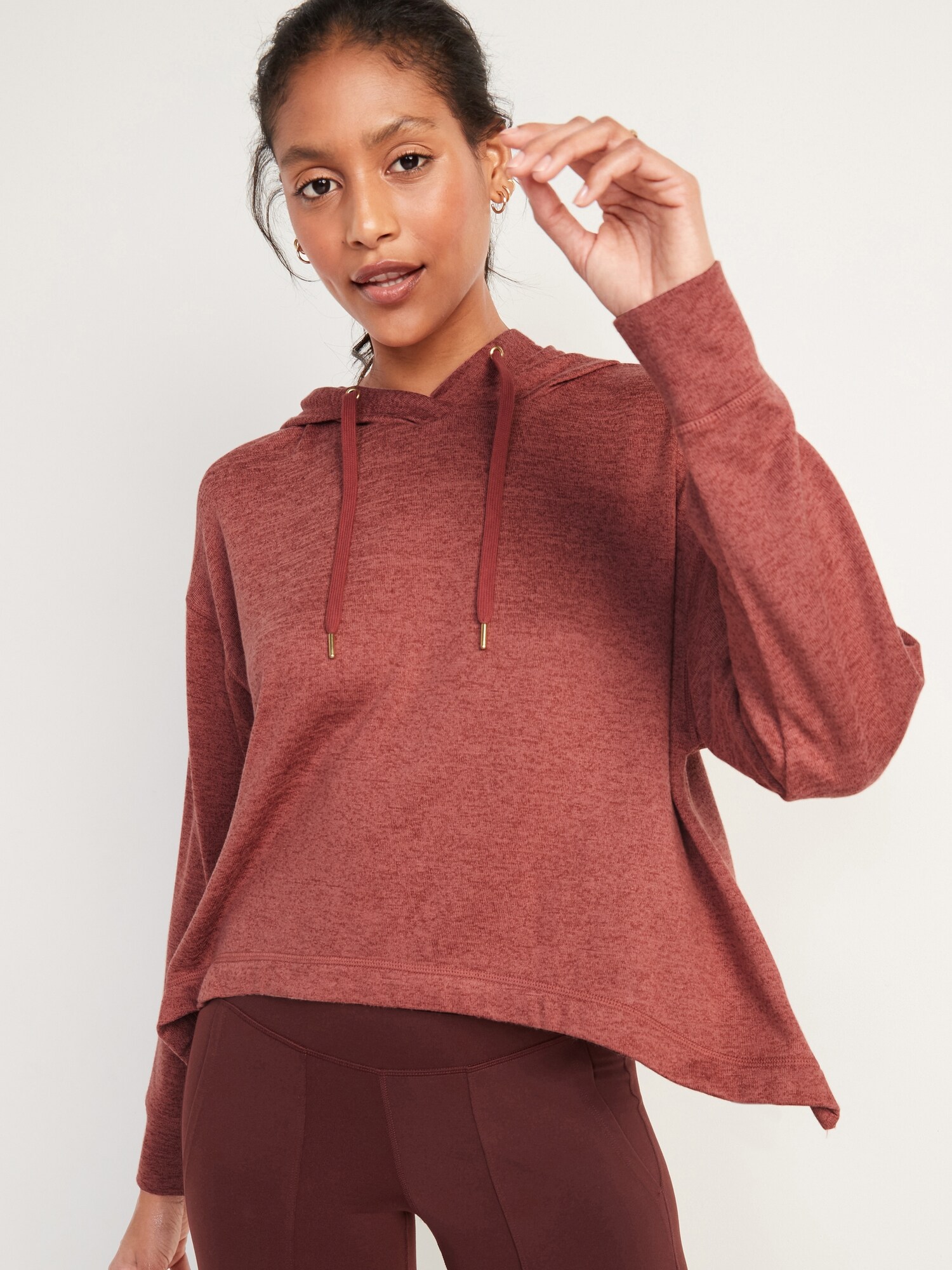 Loose Cropped Sweater-Knit Hoodie for Women | Old Navy