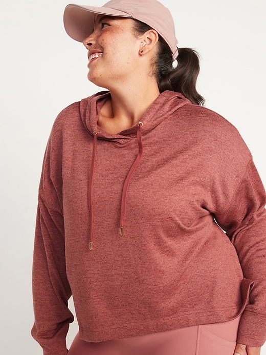 Image number 7 showing, Loose Cropped Sweater-Knit Hoodie