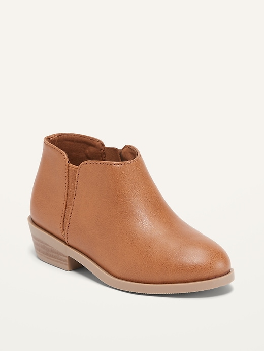 Faux-Leather Ankle Boots for Toddler Girls