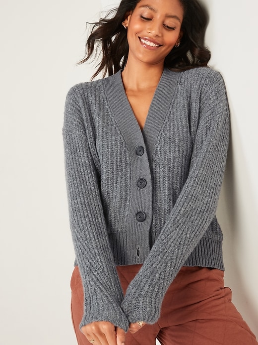 Old Navy Cozy Shaker-Stitch Button-Front Cardigan Sweater for Women. 1