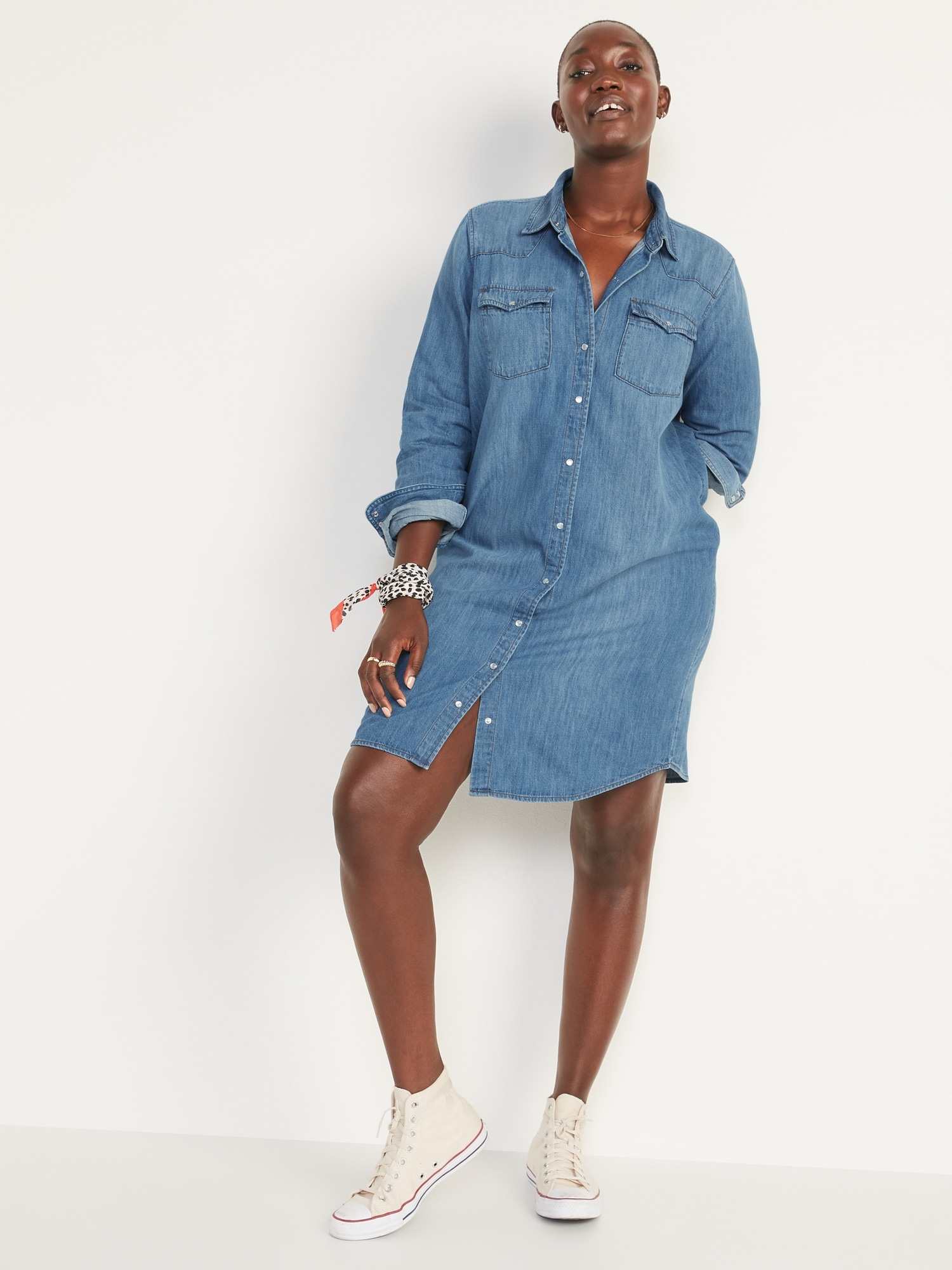 Short-Sleeve Jean Shirt Dress for … curated on LTK