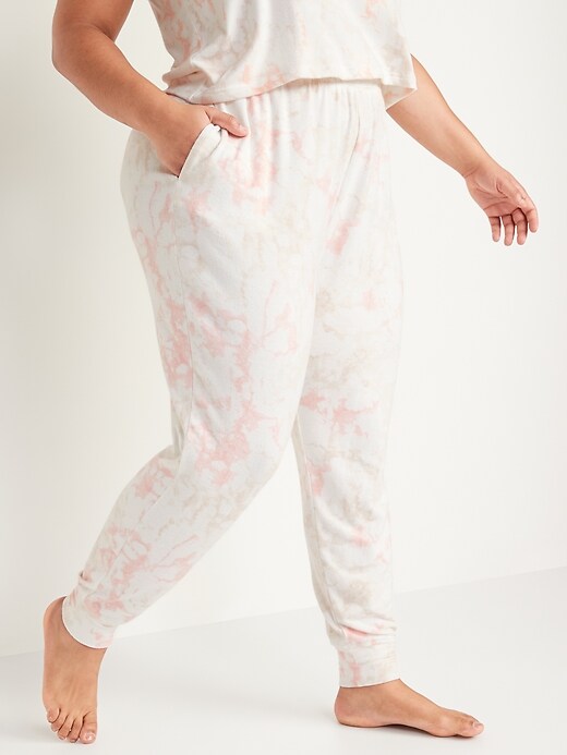 Image number 7 showing, High-Waisted Plush-Knit Jersey Jogger Pants for Women