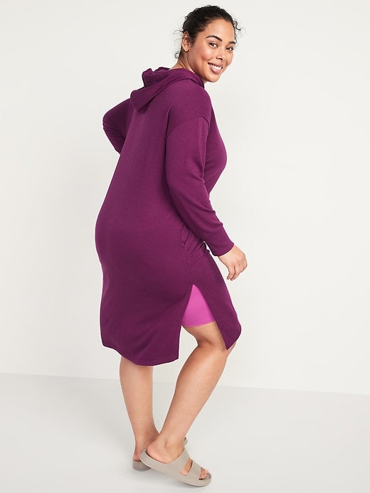 Image number 8 showing, Loose Hooded Sweatshirt Shift Dress for Women