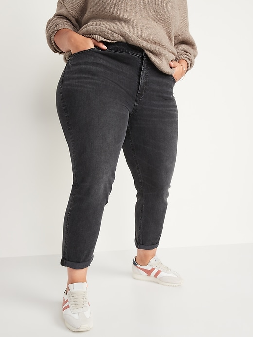 Image number 7 showing, Mid-Rise Boyfriend Straight Black Jeans for Women