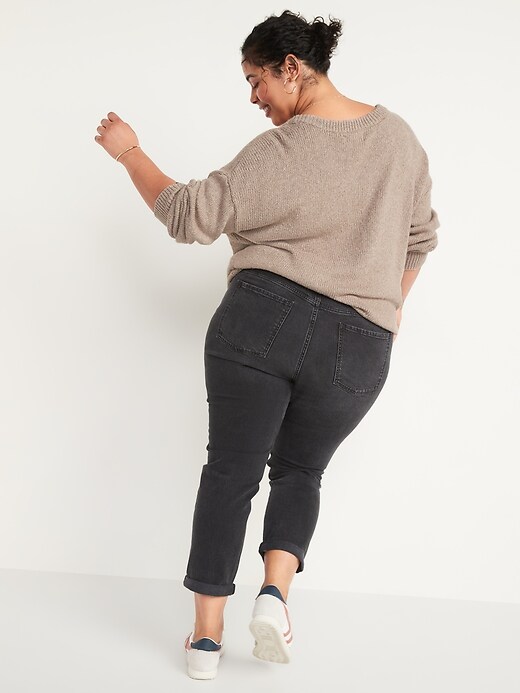 Image number 8 showing, Mid-Rise Boyfriend Straight Black Jeans for Women