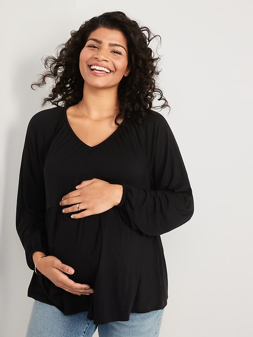 Maternity JerseyKnit WaistDefined Top Old Navy