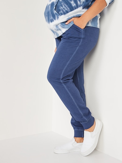 View large product image 1 of 1. Maternity Rollover-Waist Vintage Jogger Sweatpants