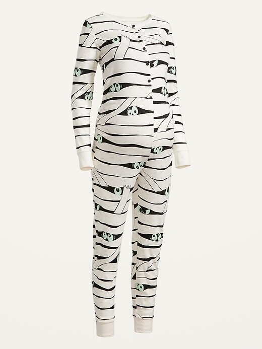 Old Navy Maternity Matching Halloween Mummy Graphic One-Piece Pajamas for Women. 1