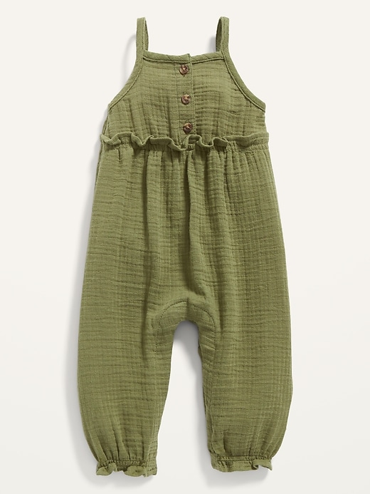 View large product image 1 of 1. Sleeveless Button-Front Jumpsuit for Baby