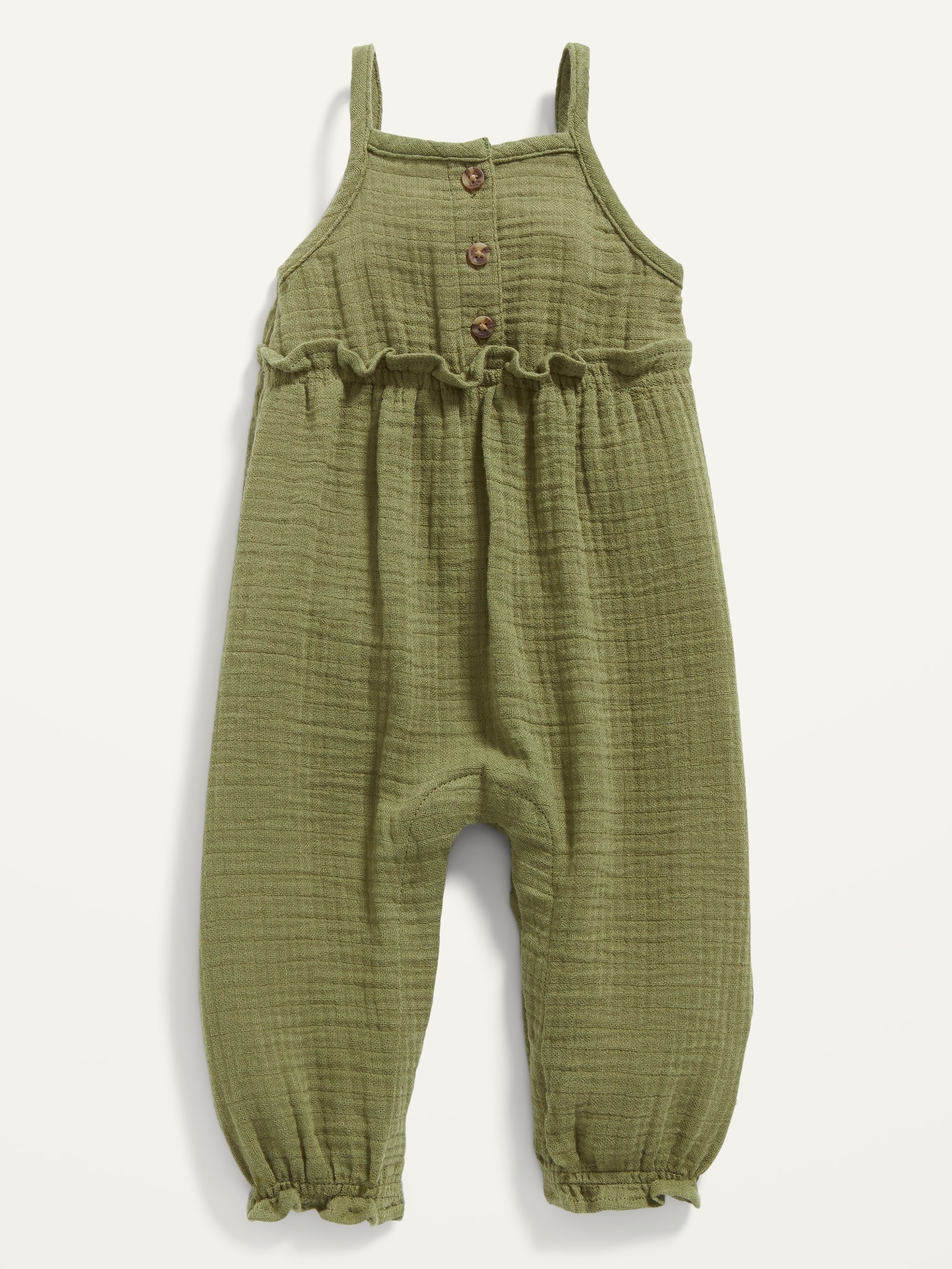 Sleeveless Button-Front Jumpsuit for Baby