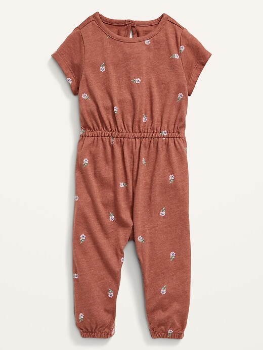 View large product image 1 of 1. Short-Sleeve Jersey Jumpsuit for Baby