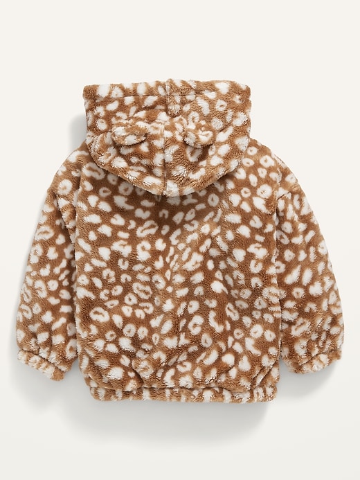 View large product image 2 of 3. Leopard-Print Sherpa Zip Hoodie for Toddler Girls