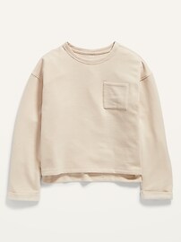 Cropped Cozy-Knit Pocket Sweatshirt for Girls